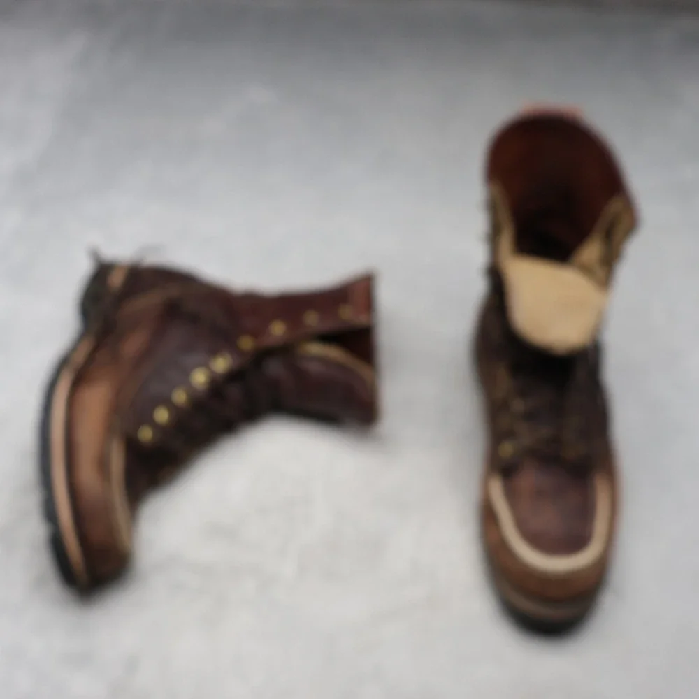 Filson Men 9.5D Work Uplander Boots Brn Moc Toe Leather Lug Sole Rugged Lace VTG